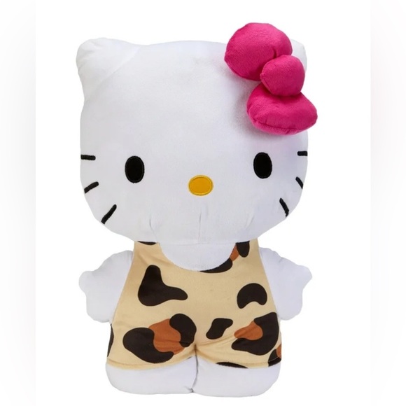 New Hello Kitty Jungle Leopard Print Dressed 18" Plush Pillow Toy By Sanrio - Picture 1 of 3